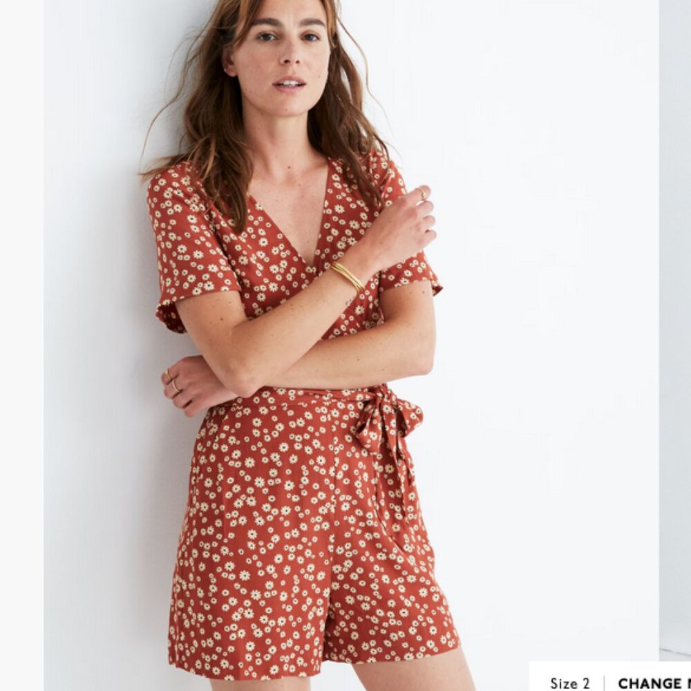 Madewell Floral Wrap Romper - Size 0 - Daisy Field